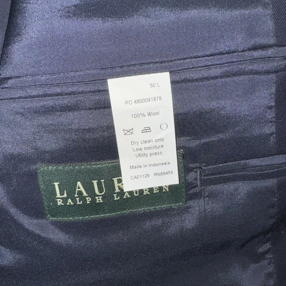 Lauren Ralph Lauren LRL 100% Wool Navy Blue Blazer with Gold Buttons - 50 L‎